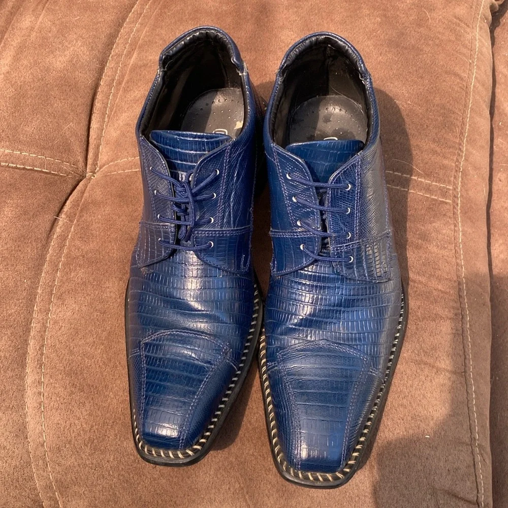 Mens all leather lizard look ankle boots. - Picture 1 of 6